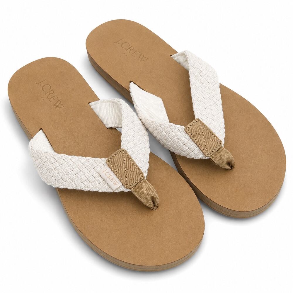 J.Crew Woven Thong Sandals Women’s Size 8 Ivory Tan NWT Flip Flops BN876
